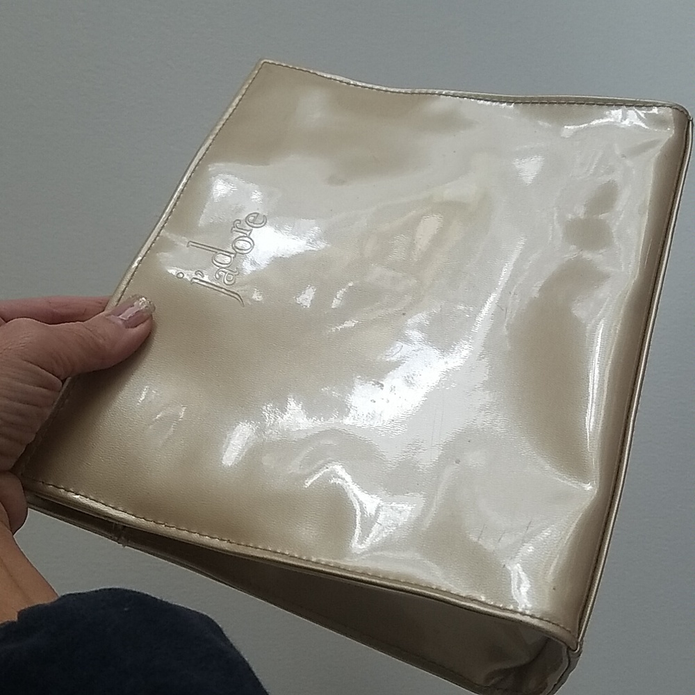 Christian DIOR j'adore nude Shimmer Patent Leather Clutch Cosmetic Bag Prom
